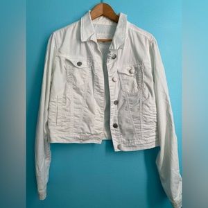 V.I.P. Women’s White Cropped-Fit Jean Jacket Size L